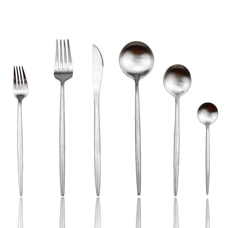 JASHII Luxury Flatware, Silverware Sets, 24-pieces Elegant Cute 18/10 Stainless Steel Silverware Set for Eating Home Kitchen Hotel Restaurant, Service Sets for 4 People, Dishwasher Safe - Image 1